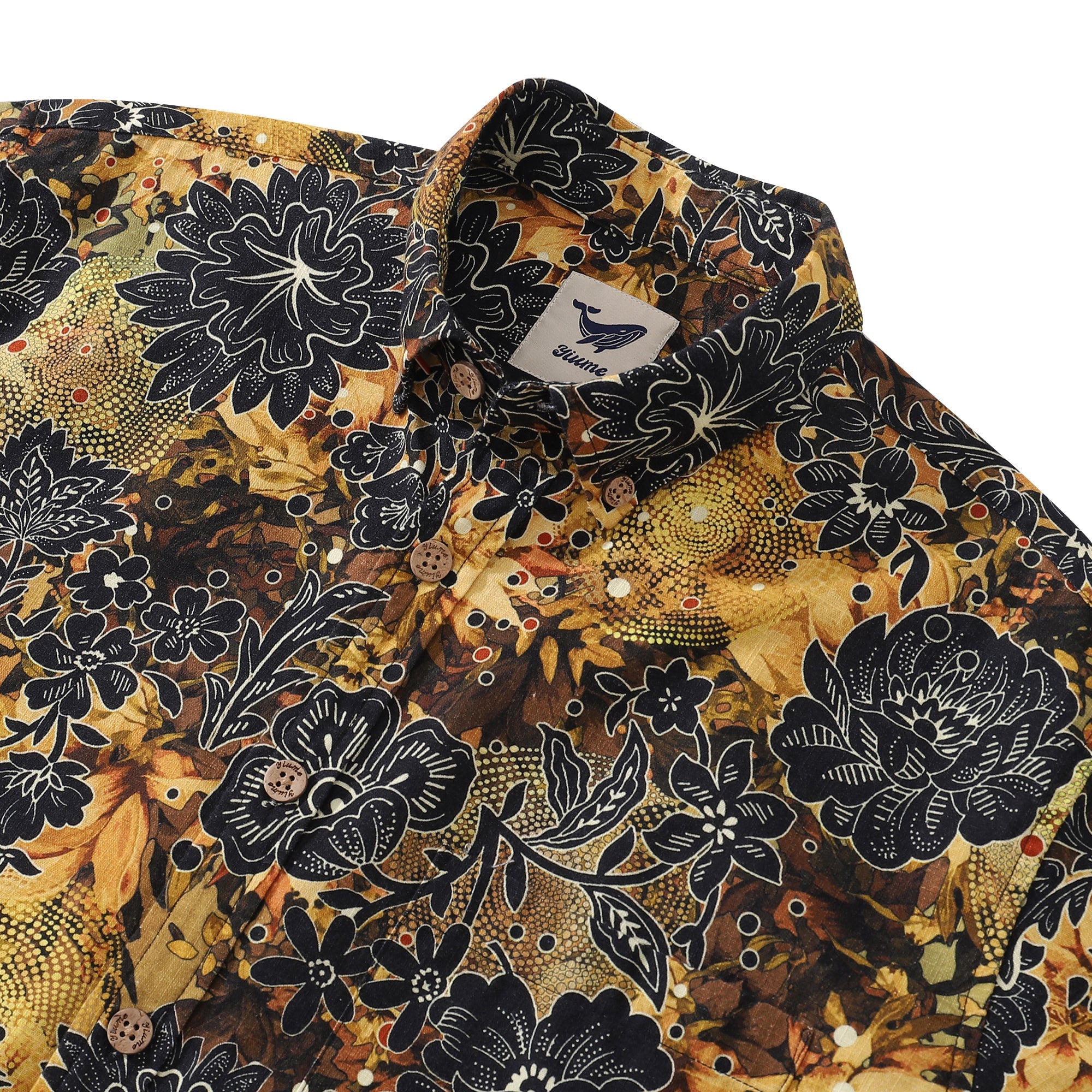 Men's Hawaiian Shirt The Silent Bloom Cotton Button-down Long Sleeve Aloha Shirt