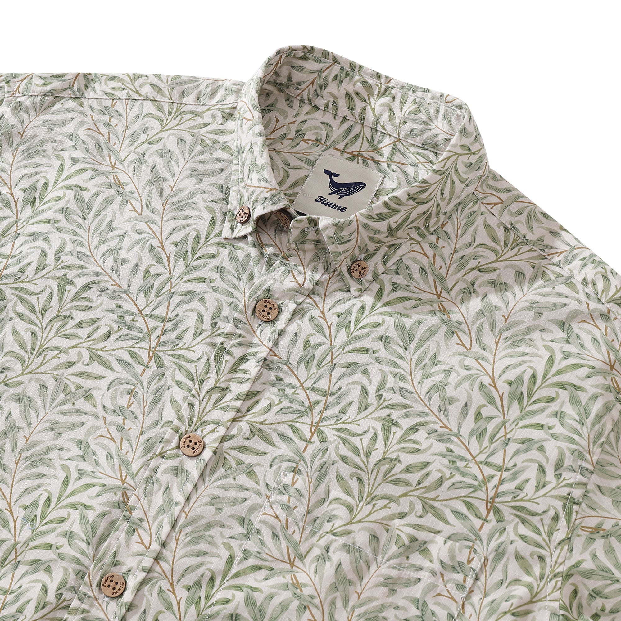 Men's Hawaiian Shirt Willow Cotton Button-down Long Sleeve Aloha Shirt